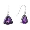 S925 Silver Amethyst Earrings Triangle Crystal Pendant Temperament Earrings