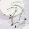 2pcs Colorful Crushed Stone Turquoise Sequin Pendant Crystal Beaded Vintage Necklaces