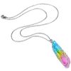 Colorful Crystal Column Wrapped Copper Wire Tree of Life Rainbow Color Pendant Jewelry Necklace