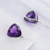 S925 Silver Amethyst Earrings Triangle Crystal Pendant Temperament Earrings