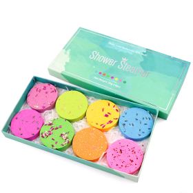 Shower Steamer Aromatherapy Shower Sheet Round Biscuit Flower Shower Sheet Set Essential Oil Bath Salt Bubble Bomb (Option: Shower sheet)