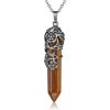 1pc Hexagonal Healing Synthetic Crystal Necklace Natural Prism Stone Pendant Flower Wrapped Pointed Quartz Yoga Energy With Chain