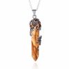 1pc Hexagonal Healing Synthetic Crystal Necklace Natural Prism Stone Pendant Flower Wrapped Pointed Quartz Yoga Energy With Chain