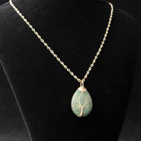 Water Drop Natural Crystal Stone Necklace Women's Fashion Accessories 2023 New In (Style: Green Dongling)