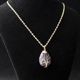 Water Drop Natural Crystal Stone Necklace Women's Fashion Accessories 2023 New In (Style: Amethyst)