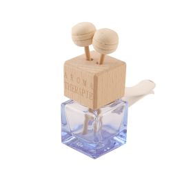 Car Perfume Bottle Square Seat Glass Aromatherapy Bottle With Air Conditioning Outlet Clip Aromatherapy (Color: Blue)