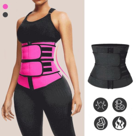 Modeling strap Neoprene Sauna Waist Trainer Corset Sweat Belt for Women Weight Loss Compression Trimmer Tummy Control Strap (Color: Pink, size: L)